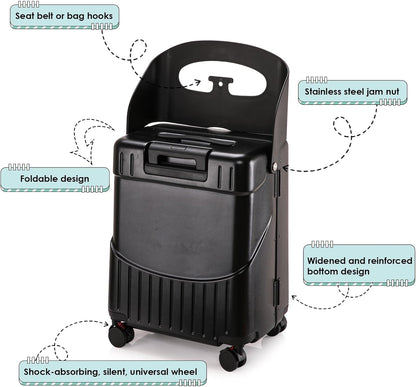 24" Ride-On CHECKED Luggage with Child Seat – Kids Travel Stroller Suitcase | 40L Large Capacity, USB Port & TSA Lock | Durable ABS+PC Hard Shell