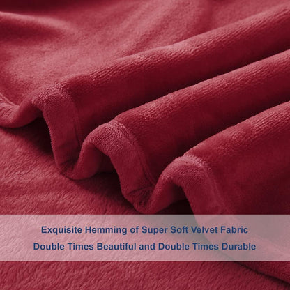 Surii Home Luxury Microfiber Flannel Blanket, Super Soft, Warm, Cozy, Fluffy, and Breathable, Perfect Throws for Bed, Couch, Sofa, for All Season Use. 350GSM Travel Size 50x60 Inches (Burgundy)