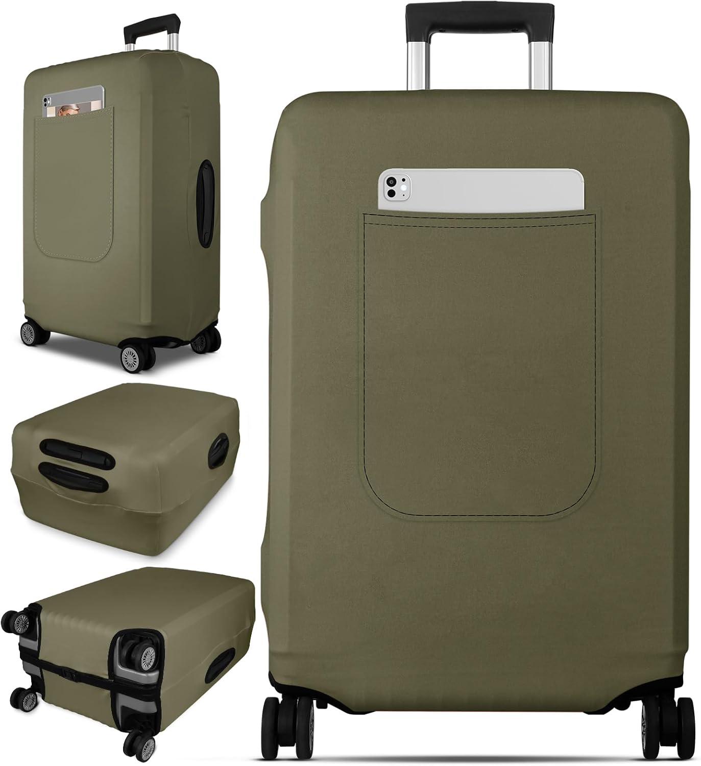 Slohif Luggage Cover for Suitcase Tsa Approved Protector - Luggage Sleeve Suit Case Cover Travel Stretch Large Baggage Case Protective Washable Fit 26-28 Inch Green