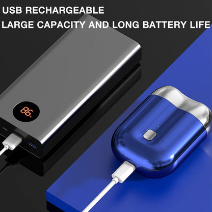 2025 New Model Mini Dual-Head Electric Shaver, Electric Mini Portable Razor, Pocket Size Washable Double Head Razor, Rechargeable Waterproof Compact Electric Shaver for Home, Car, Travel (Blue)