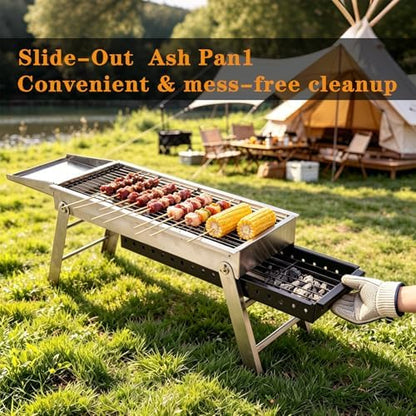 Portable Folding Charcoal Grill Stainless Steel BBQ Grill
