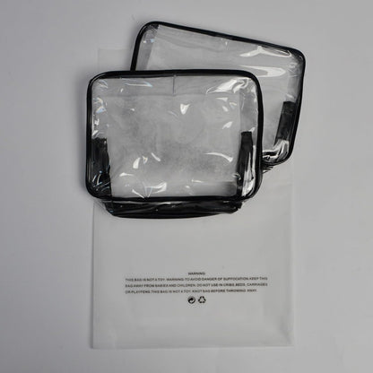 Lermende 2pcs Clear Toiletry Bag TSA Approved Travel Bag,Carry On for Travel,Airport Airline Accessories Compliant Bag,Quart Sized Makeup Cosmetic bag Women Men (Transparent Black, 2 Pack)