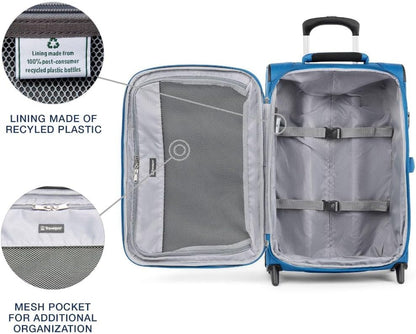 Travelpro Maxlite 5 Softside Expandable Upright 2 Wheel Carry on Luggage, Lightweight Suitcase, Men and Women, Azure Blue, Carry On 22-Inch