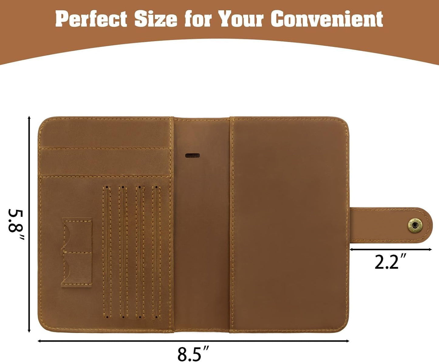 Jack&Chris Genuine Leather Handmade Passport Holder For Travel, RFID Blocking Passport Holder with Card Slots, Travel Essentials wallet with Pen Holder for Women and Men for Gifting, Light Brown