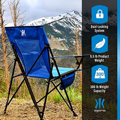 Kijaro Dual Lock Folding Camp Chairs - Versatile for Sports, Outdoors & Lawns - Locks Positions - Maldives Blue