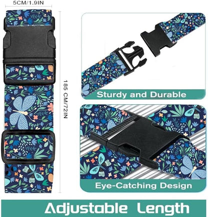 Luggage Straps for Suitcases Travel Belt Accessories, Cute Suitcase Strap, Adjustable Luggage Belt Strap, Heavy Duty with Quick-Release Buckle Luggage Strap Boho Dragonfly