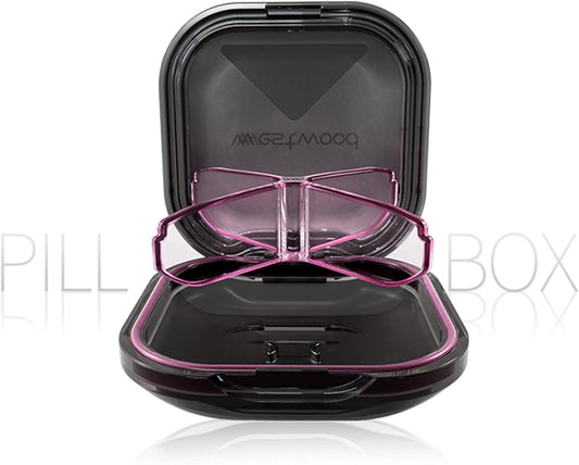 1 Pack Small Purple Pill Organizer, 4 Compartments, Compact Stylish Cute Travel Camping Pill Box Daily Medicine Pill Case, Portable and Moistureproof to Store Vitamins, Medication and Supplements