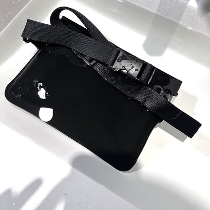 DRLOKPAK Waterproof Waist Bag Pouch Fanny Pack Bum Bag with Secret Holder Keeps Your Phone Kindle Wallet Watch & Valuables Dry - Perfect for Surf Canoe Swim Snorkel Dive Beach Pool(Black)