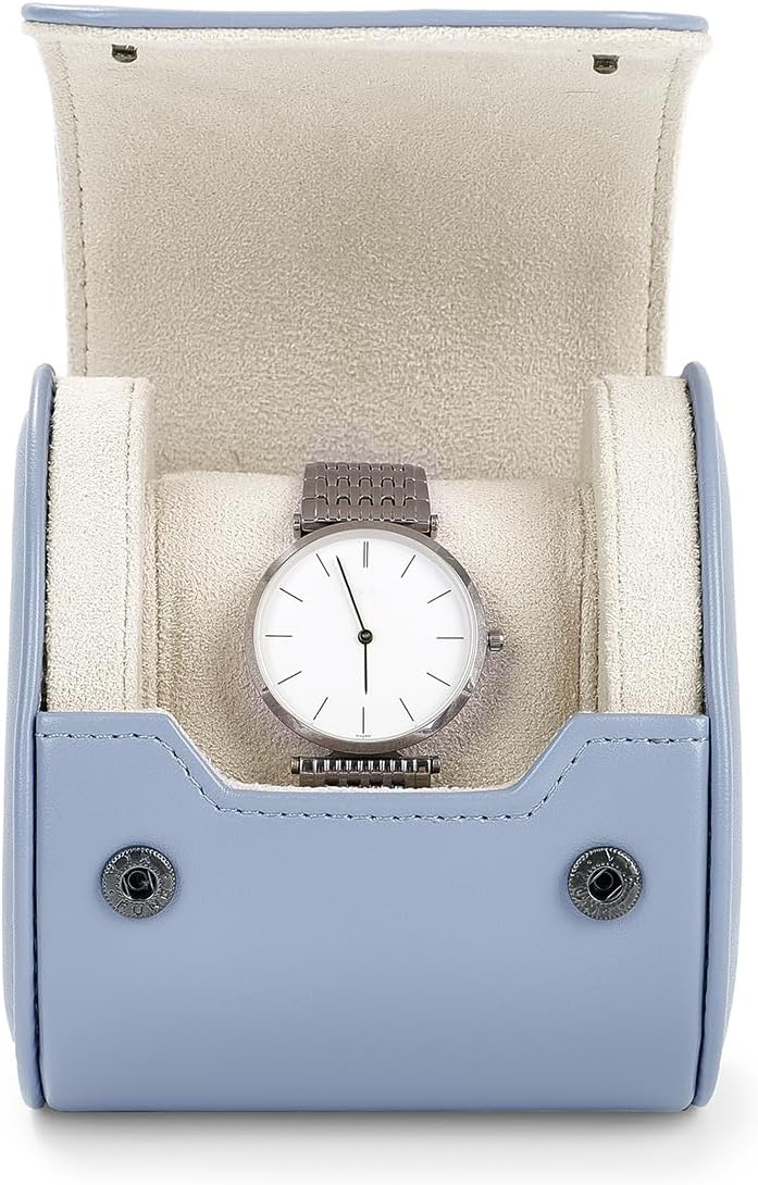 Oirlv Luxury Leather Watch Storage Case Watch Box for Mens Jewelry Organizer Case Jewelry Gift Box for Birthday Fathers Day Anniversary(1 slot, Sky Blue)