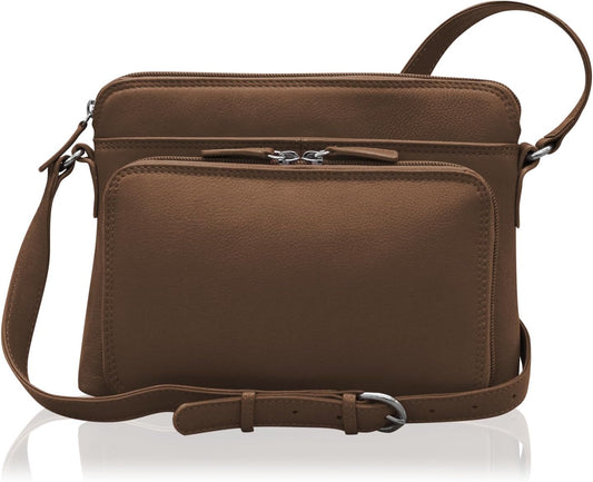 ili New York Genuine Leather Crossbody Bags for Women - Premium RFID Blocking Shoulder Bag Organizer with Adjustable Strap