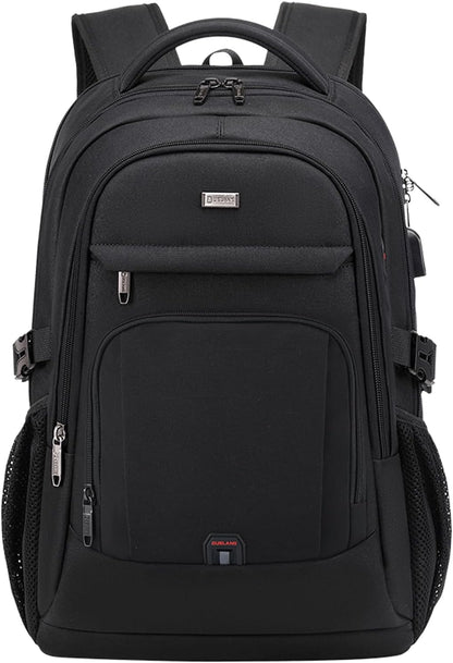 DUSLANG 17 Inch Laptop Backpack for Travel Water Resistant College Backpack for Men Women Laptop Bag with USB Charging Port,Black
