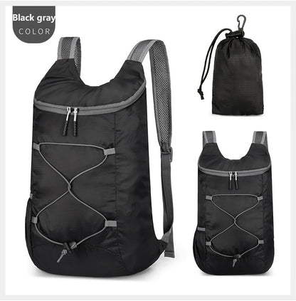 16L Hiking Daypack Lightweight Foldable Travel Backpack Water Repellent Camping Outdoor Packable Easy Carry-on Bag (Black&Gray)