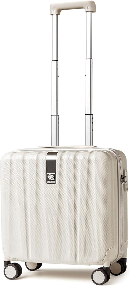 Hanke 16 Inch Underseat Carry on Luggage with Wheels Small Hard Shell Suitcases for Weekender,Travel Approved Lightweight Travel Luggage Suitcase for Womem Men,Christmas Gifts for Birthday-Ivory White