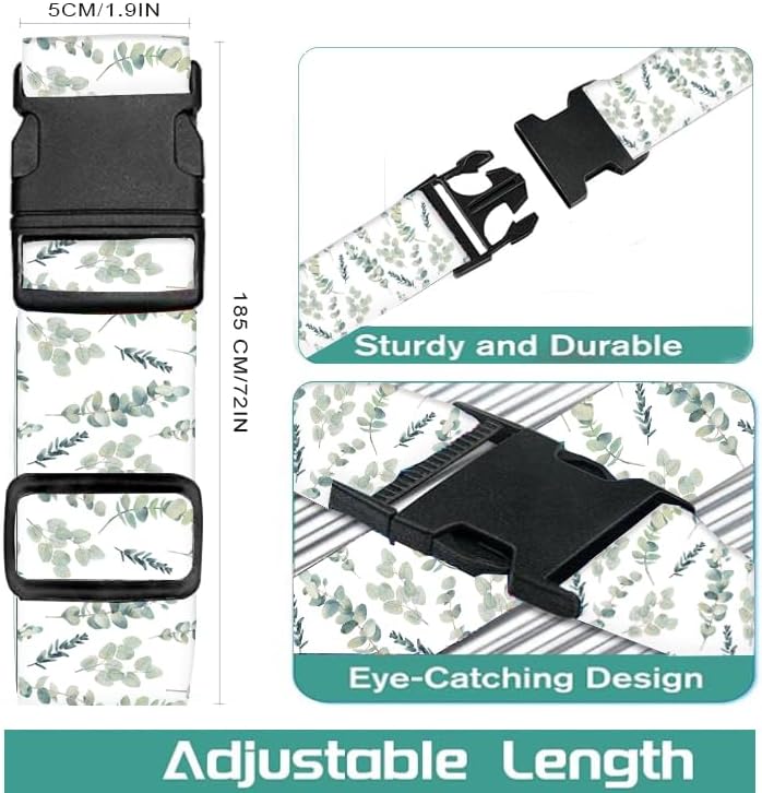 Luggage Straps for Suitcases Travel Belt Accessories, Cute Suitcase Strap, Adjustable Luggage Belt Strap, Heavy Duty with Quick-Release Buckle Luggage Strap Watercolor Boho Leaf
