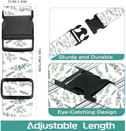 Luggage Straps for Suitcases Travel Belt Accessories, Cute Suitcase Strap, Adjustable Luggage Belt Strap, Heavy Duty with Quick-Release Buckle Luggage Strap Watercolor Boho Leaf