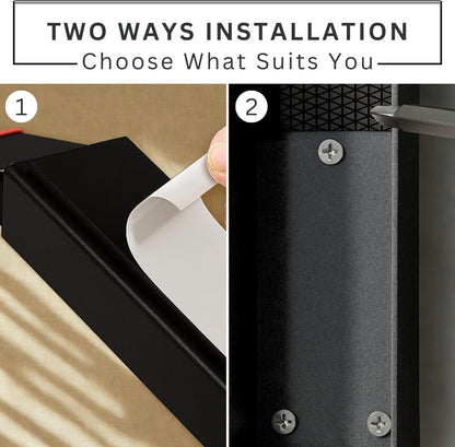 2 Pack Door Stop, No Drill Door Stoppers - Kickdown Doorstop for Home, Glass Doors, & Outdoors, Easy to Install Doors with Self Adhesive Door Stopper, No Screw Flip Down Portable Door Stopper - Black