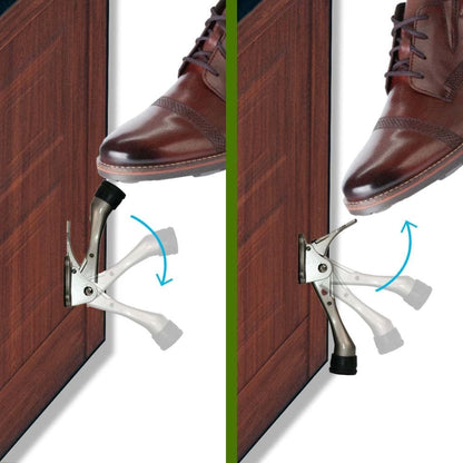 One Touch Kickdown Door Stopper, Door Holder, Heavy Duty Door Stops, Bottom of Door, Height-Adjustable Rubber Tips by HASHI (Antique Bronze 4 inch x 2pack)
