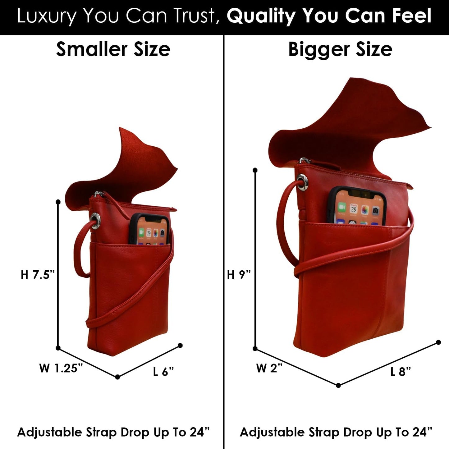 ili New York Leather Mini Sac Crossbody - Genuine Leather Crossbody Bags for Women with RFID Blocking, Adjustable Strap