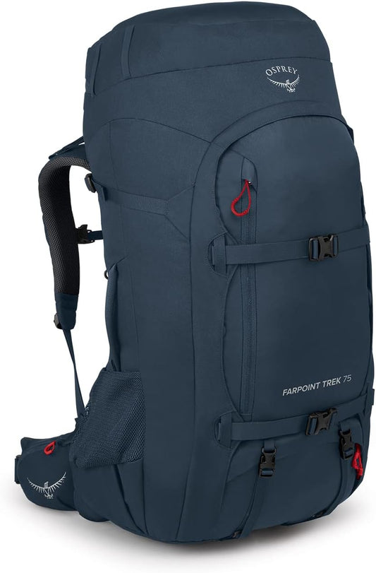 Osprey Farpoint Trek 75L Men's Travel Backpack, Muted Space Blue