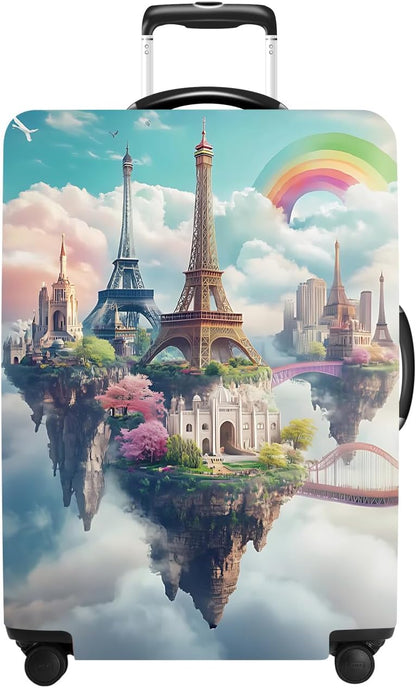 Iron tower Luggage Cover Washable Suitcase Protector Anti-Scratch,Stretchable Fit for 20-34Inch Luggage Durable Travel Bag Cover with Zipper Closure L(28-30inch suitcase)