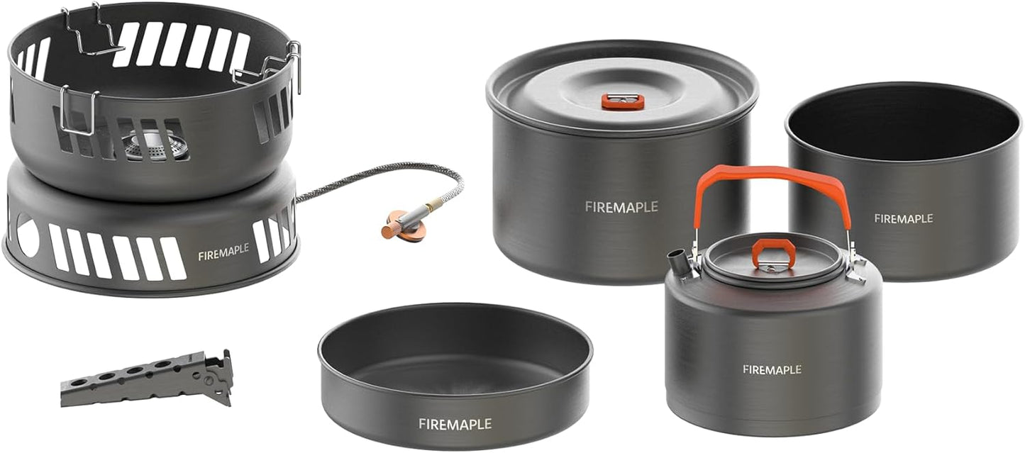 Fire Maple Versatile Outdoor Cooking Set Gas Stove Aluminum, Compact & Durable Camping Cookware Kit