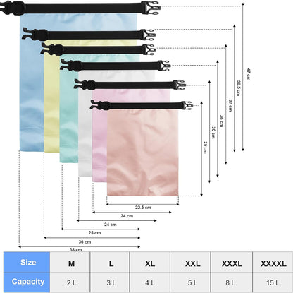 Shappy Waterproof Dry Bag Set 6 Sizes Lightweight Sacks and Long Adjustable Shoulder Strap Outdoor Water Proof Keep Gear Dry Bag Stuff Sacks for Backpacking, Boating, Hiking, Camping