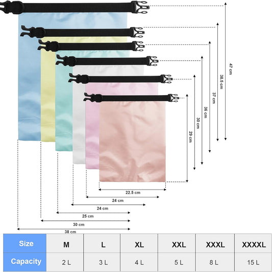 Shappy Waterproof Dry Bag Set 6 Sizes Lightweight Sacks and Long Adjustable Shoulder Strap Outdoor Water Proof Keep Gear Dry Bag Stuff Sacks for Backpacking, Boating, Hiking, Camping