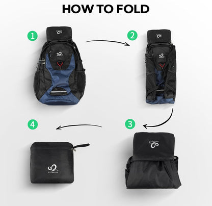 WATERFLY Lightweight Packable Hiking Backpack: 30L Foldable Travel Daypack Ultralight Camping Day Pack for Woman Man