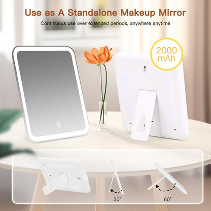 Travel Makeup Bag with LED Mirror, Cosmetic Bags for Women with Light up Mirror, Travel Essentials Makeup Organizer, Makeup Case with Adjustable Dividers and Brush Holder, 3 Color Lights