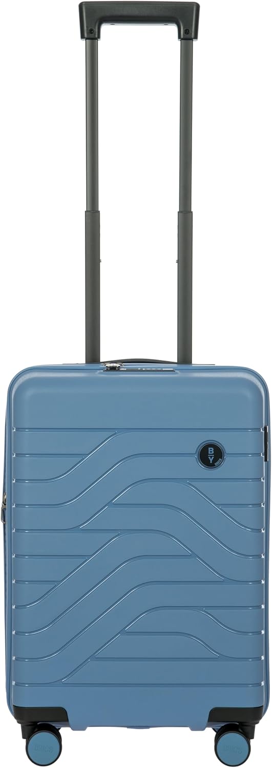Bric's B|Y Ulisse Spinner Suitcase - 21" Inch Carry-On Luggage - Hard Exterior and TSA-Approved Lock - Grey Blue