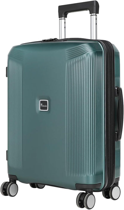 20 Inch Lightweight Expandable Carry On Luggage, PC Hardside Suitcase with Spinner Wheels & TSA Lock, Carry-on 20-Inch, Green