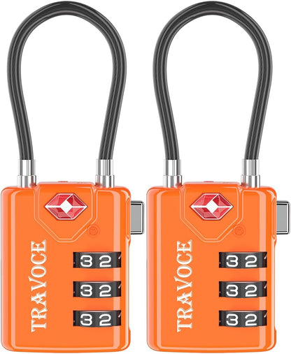 TSA Approved Luggage Locks, Travel Locks Which Also Work Great as Gym Locks, Toolbox Lock, Backpack and More, Orange 2 Pack
