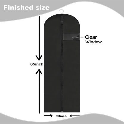 Dress Bags for Gowns Long, 65'' Garment Bags for Hanging Clothes, Suit Bag Cover for Storage and Travel (Black)