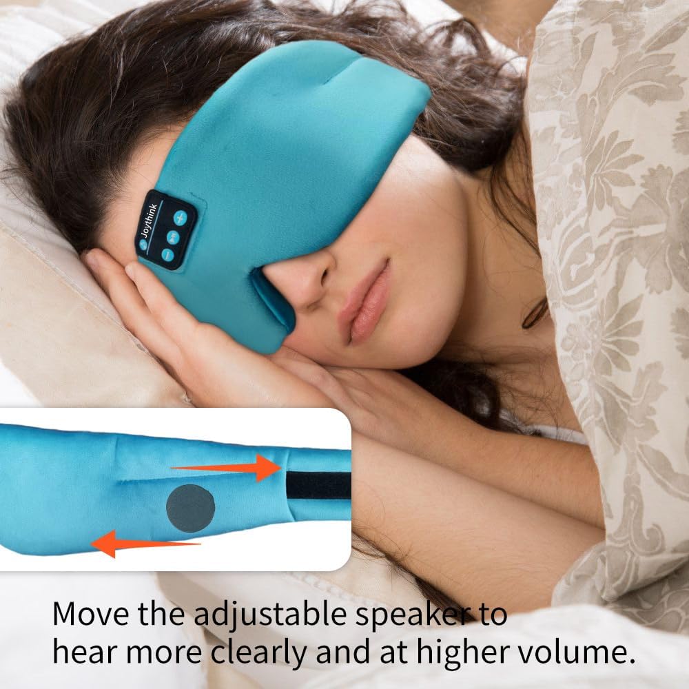 Joythink Sleep Headphones Bluetooth Sleep Mask Silk Kids Children Wireless Headband Headphones for Sleeping Travel Adjustable Sleeping Eye Mask with Thin Speaker