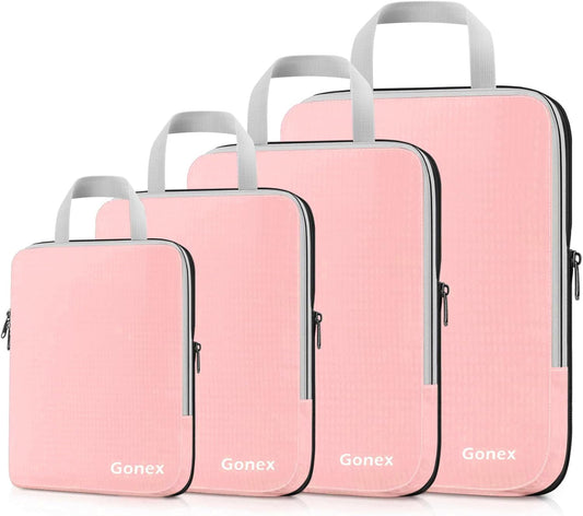 Gonex Compression Packing Cubes, 3pcs/4pcs Expandable Storage Travel Luggage Bags Organizers