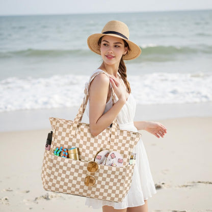 Waterproof Beach Tote Pool Bags for Women Ladies Extra Large Gym Tote Carry On Bag With Wet Compartment for Weekender Travel