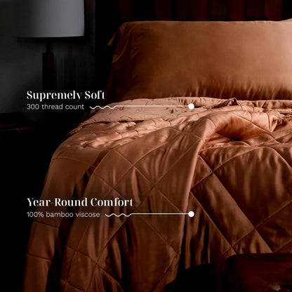 LUXOME Lightweight Blanket | 100% Rayon (Viscose) from Bamboo Fabric & Fill | King/Cal King - 98"x92" | Thermal-Regulating | Terracotta