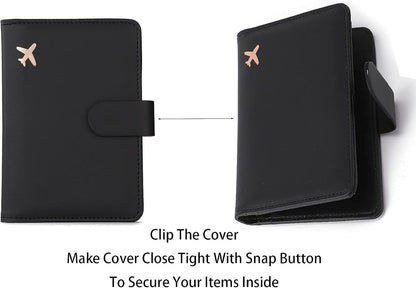 Melsbrinna Premium Leather Passport Holder Covers Case, Waterproof Rfid Blocking Travel Wallet Passport Holder with Pen Holder, Cute Passport Book for Women/Men