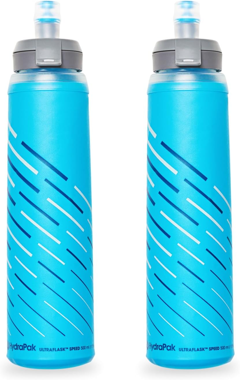 HydraPak UltraFlask Speed (500ml or 600ml) - Collapsible Soft Flask Water Bottle for Hydration Vests and Running Packs with Easy Open Cap