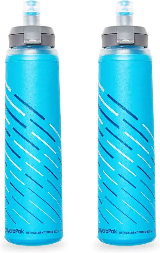 HydraPak UltraFlask Speed (500ml or 600ml) - Collapsible Soft Flask Water Bottle for Hydration Vests and Running Packs with Easy Open Cap