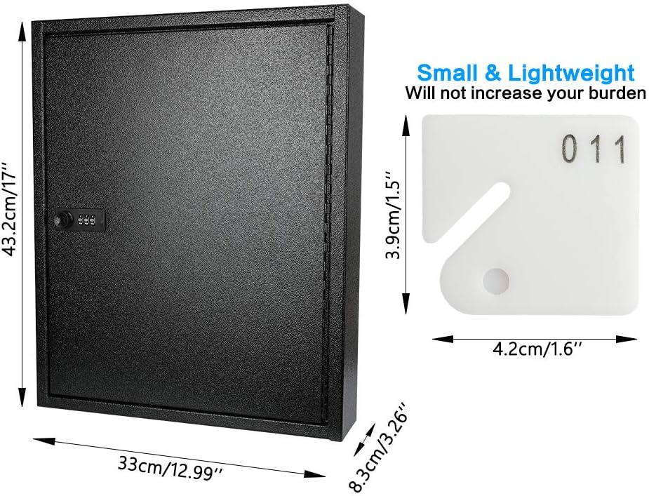 KYODOLED 100Keys Key Cabinet Organizer, Key Lock Box Wall Mount with Code, Large Keys Storage Combination Lock Box,17"x 12.99" x 3.26" (Black,100 Key)