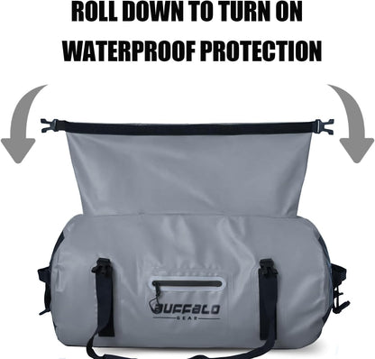 Buffalo Gear Waterproof Duffle Bag 40L 60L 80L Roll-top Dry Bag Heavy Duty Waterproof Duffel Travel Bag for Kayaking Rafting Boating Fishing Camping