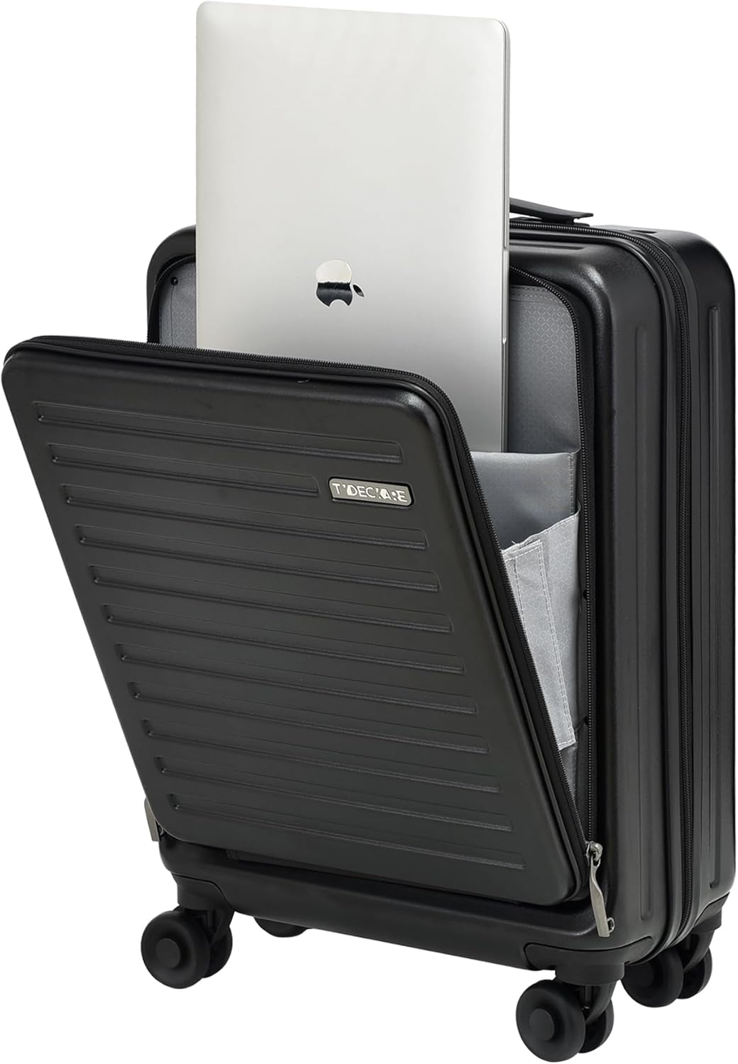 TydeCkare 20 Inch Carry On Luggage with Front Pocket, 21.65 * 15.35 * 7.87" Suitable for Airplane Overhead Bin, 34L Lightweight PC+ABS Hardshell with YKK Zipper, TSA Lock Approved, black