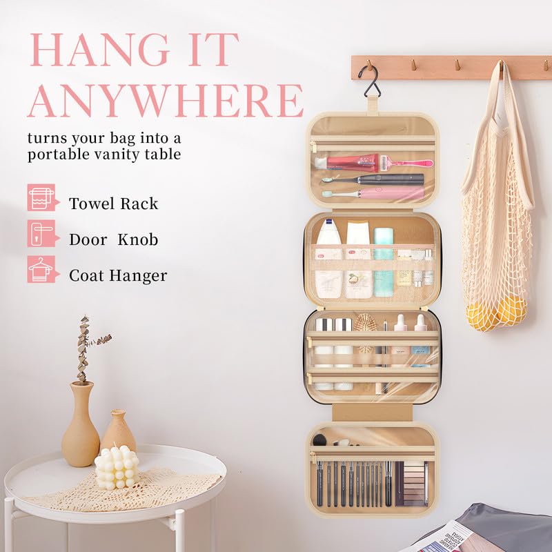 HOTOR Travel Toiletry Bag w/Hanging Hook - Spacious Toiletry Bag Essentials for Women & Men, Makeup Bag/Big Comparment, Waterproof for Travel Accessories, Large, Aegean-Blue