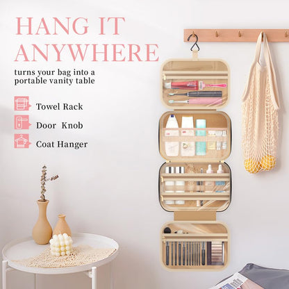 HOTOR Travel Toiletry Bag w/Hanging Hook - Spacious Toiletry Bag Essentials for Women & Men, Makeup Bag/Big Comparment, Waterproof for Travel Accessories, Large, Aegean-Blue