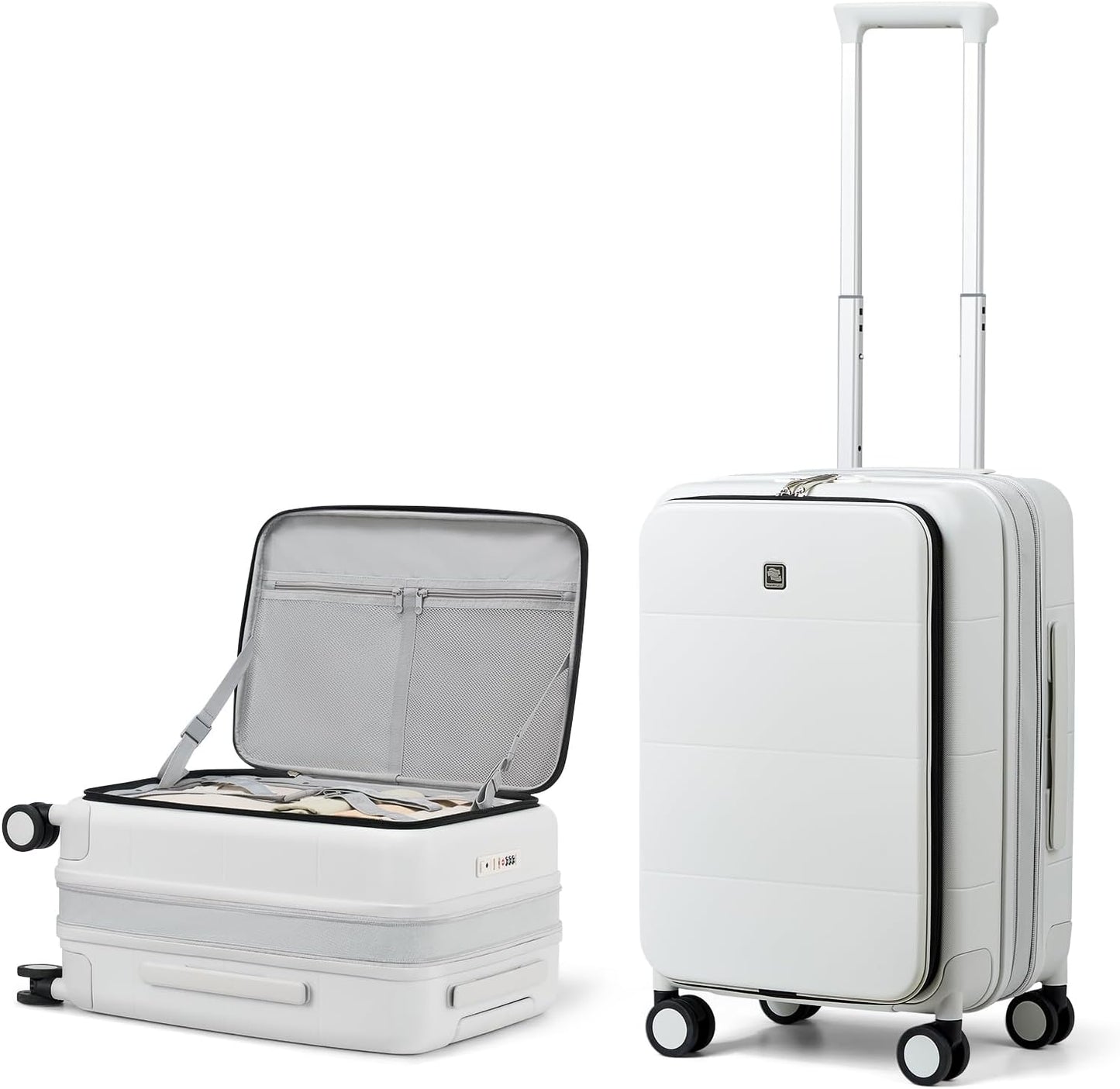 Hanke Hardside Expandable Carry On Luggage, 20 Inch Top Opening Trunk Luggages with Spinner Wheels, All-PC Hard Shell Carry-On Suitcase, Lightweight & TSA Airline Approved (Smoke White, 46L)