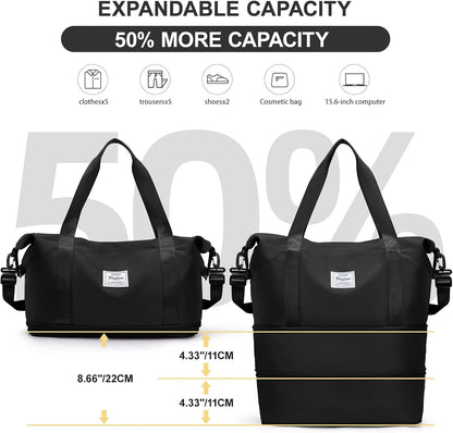 Travel Duffel Bag, Sports Tote Gym Bag, Shoulder Weekender Overnight Bag for Women