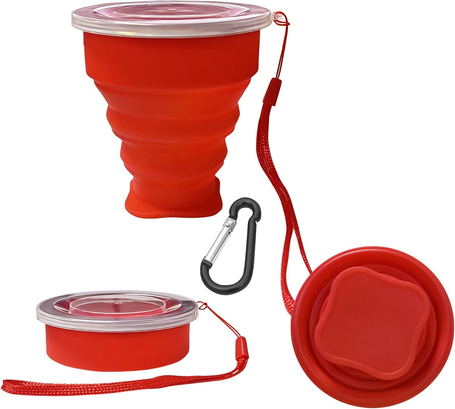 Collapsible Cup - Silicone Foldable Cup-Expandable Folding Drinking Cup -Reusable Portable Mugs Cups For Travel, Camping, Hiking, Survival, Car, Picnic, Beach, Holiday Vacation, Outdoor Sports Red