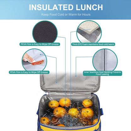 iknoe Large Foldable Cooler Bag, 8.5L Insulated Lunch Bag, Leakproof Lunch Cooler Tote with Multi-Bag Design Suitable for Beach, Picnic and Office Use,Yellow 15-Can