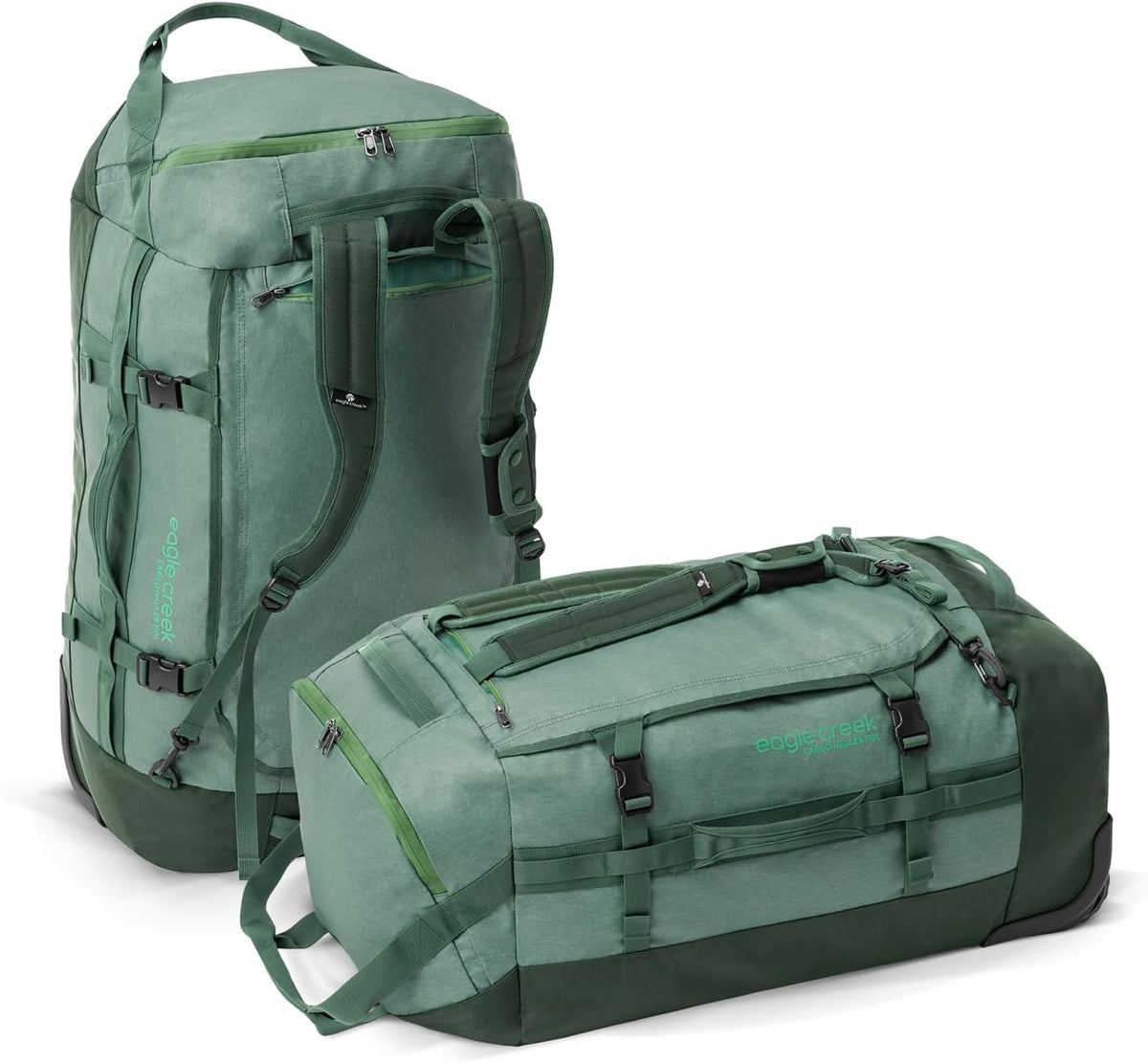 Eagle Creek Cargo Hauler Wheeled Duffel - Durable Duffel Bag for Travel - Easy Access Compartment - Deployable Backpack Straps - Lockable Zipper Opening - Duck Green - 110L